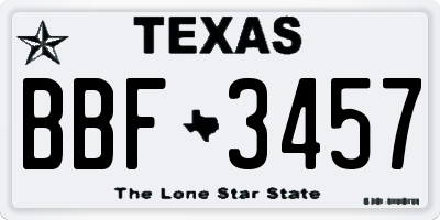 TX license plate BBF3457