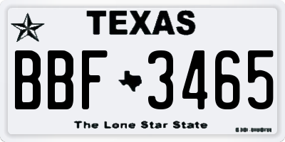 TX license plate BBF3465