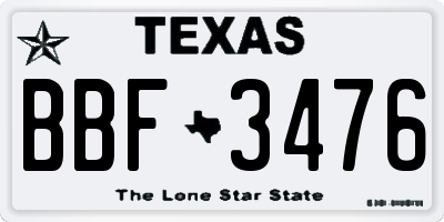 TX license plate BBF3476