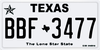 TX license plate BBF3477