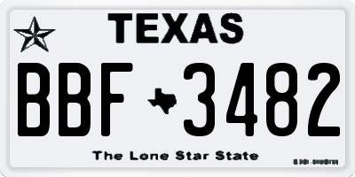 TX license plate BBF3482