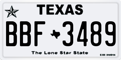 TX license plate BBF3489