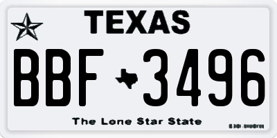 TX license plate BBF3496