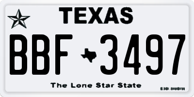TX license plate BBF3497