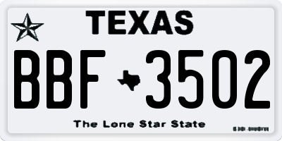 TX license plate BBF3502