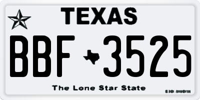 TX license plate BBF3525
