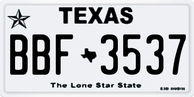 TX license plate BBF3537