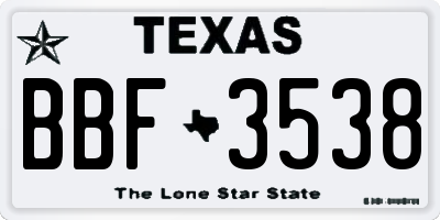 TX license plate BBF3538
