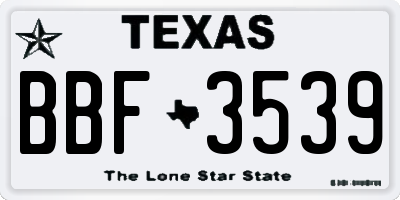 TX license plate BBF3539