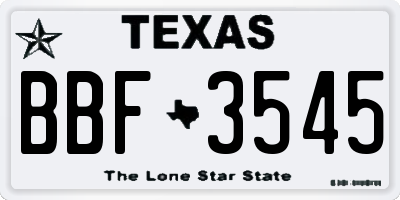 TX license plate BBF3545