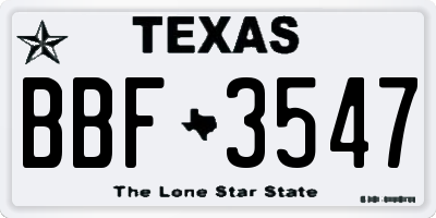 TX license plate BBF3547