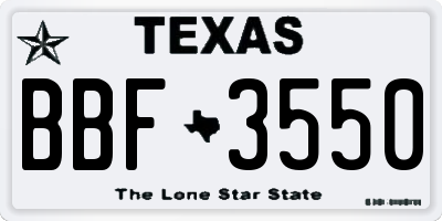 TX license plate BBF3550