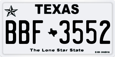TX license plate BBF3552