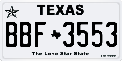 TX license plate BBF3553