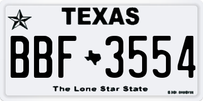 TX license plate BBF3554