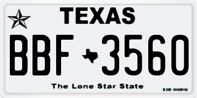 TX license plate BBF3560