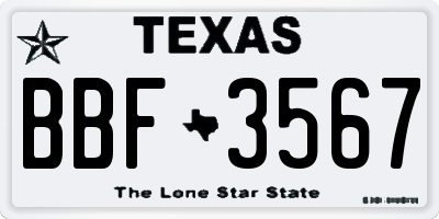 TX license plate BBF3567