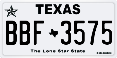 TX license plate BBF3575