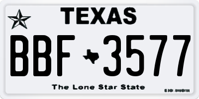 TX license plate BBF3577
