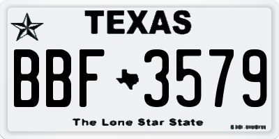 TX license plate BBF3579