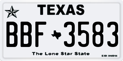 TX license plate BBF3583