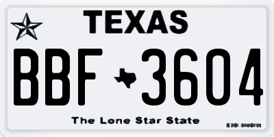 TX license plate BBF3604