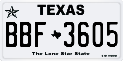 TX license plate BBF3605