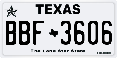 TX license plate BBF3606