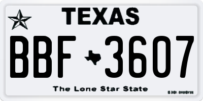 TX license plate BBF3607