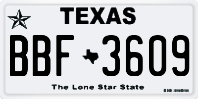TX license plate BBF3609