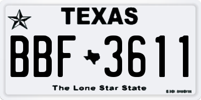 TX license plate BBF3611