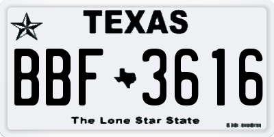 TX license plate BBF3616