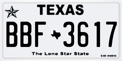 TX license plate BBF3617