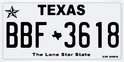 TX license plate BBF3618