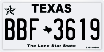 TX license plate BBF3619