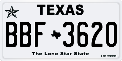 TX license plate BBF3620