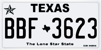 TX license plate BBF3623