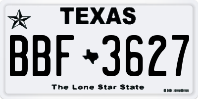 TX license plate BBF3627