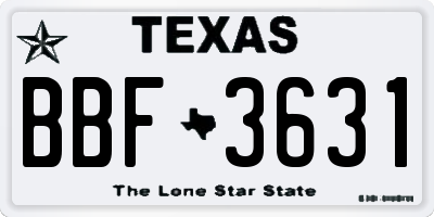 TX license plate BBF3631