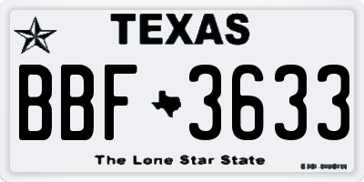 TX license plate BBF3633