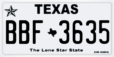 TX license plate BBF3635