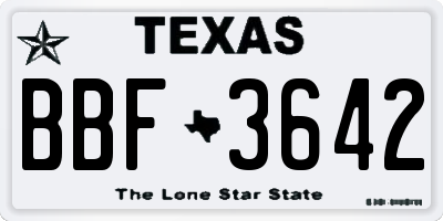 TX license plate BBF3642