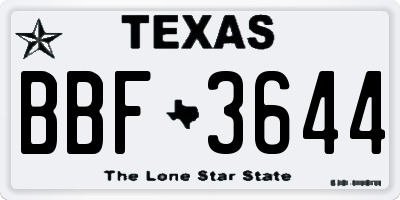 TX license plate BBF3644