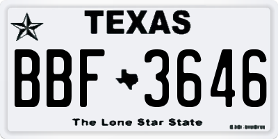 TX license plate BBF3646