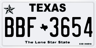 TX license plate BBF3654