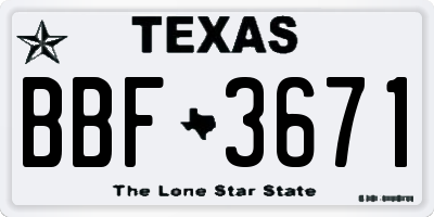 TX license plate BBF3671