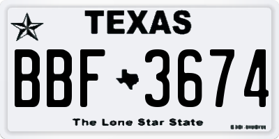 TX license plate BBF3674