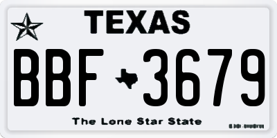TX license plate BBF3679
