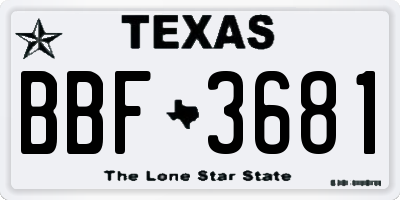 TX license plate BBF3681