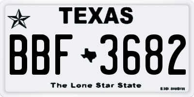 TX license plate BBF3682